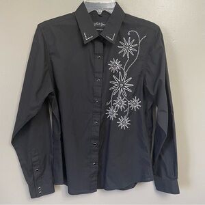 Vintage White Horse womens size Medium Western Wear Button Down Top pearl snaps